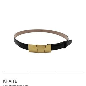 KHAITE Axel Black Belt with Gold Accents